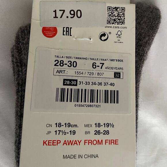 ZARA MEDIUM 6-7 youth SOCKS NWT - Picture 3 of 4